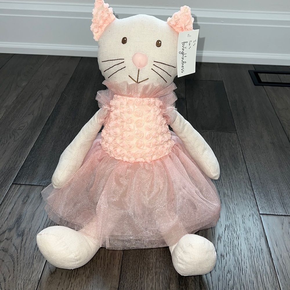 NWT Loving kindness ballerina like cat stuffed animal with tulle tutu and roses
